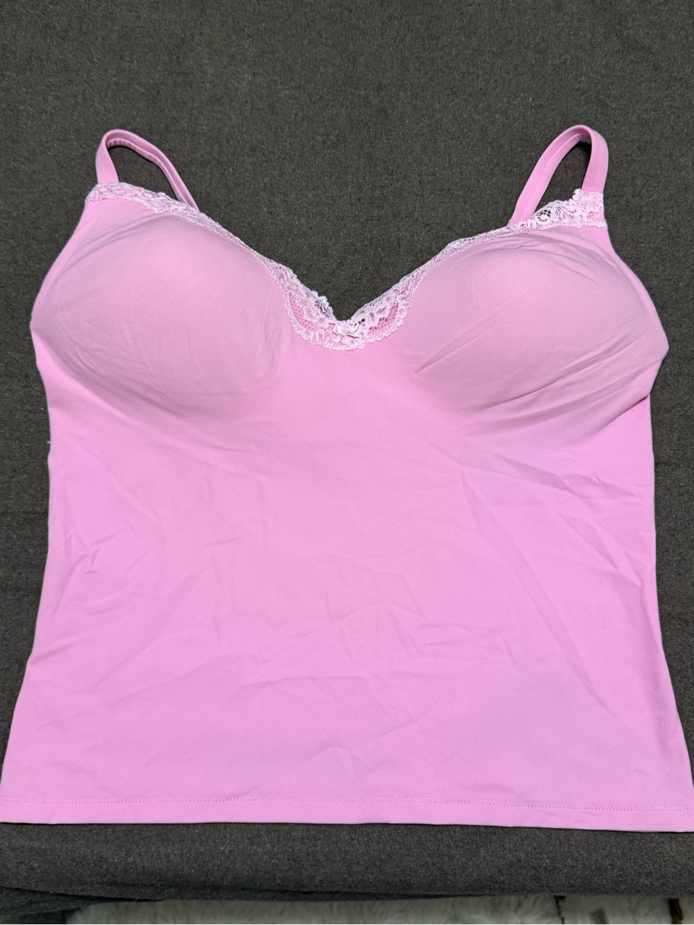 SKIMS Pink Lace Trim Cami Tank Top XL NWOT